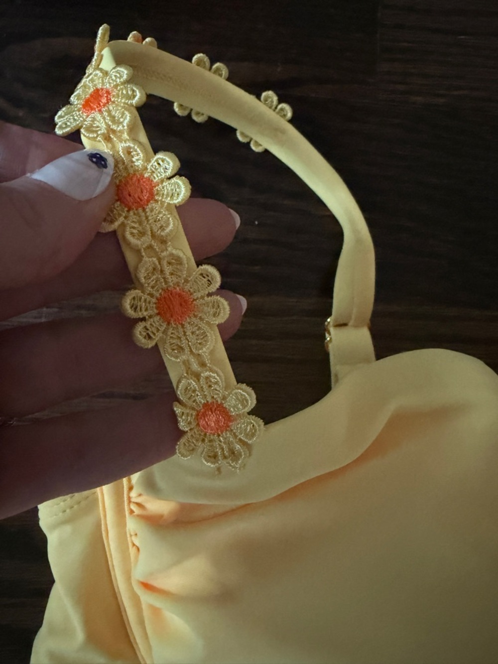 NWT Retro wild fable Bright Yellow Bikini Top with Daisy Accent - Picture 6 of 6